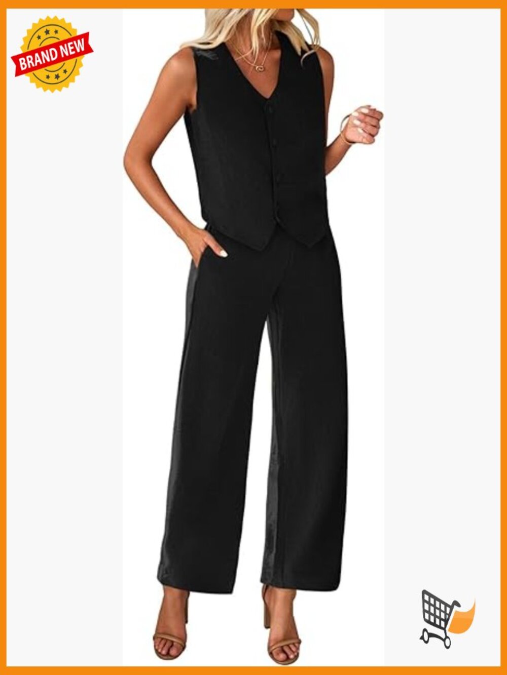 2 Piece Vest Blazer Wide Leg Pants Suit Set
